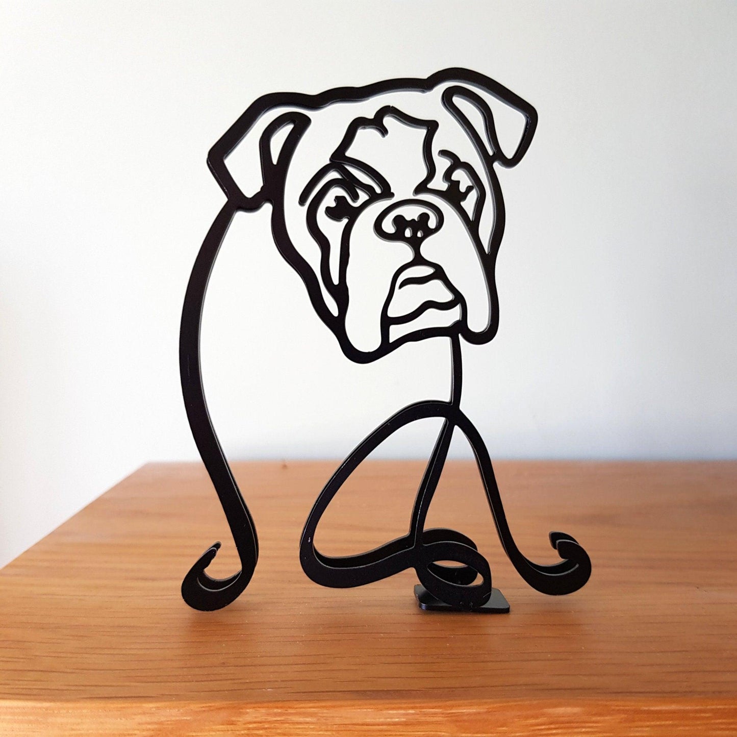 english bulldog small minimalist black metal desk statue