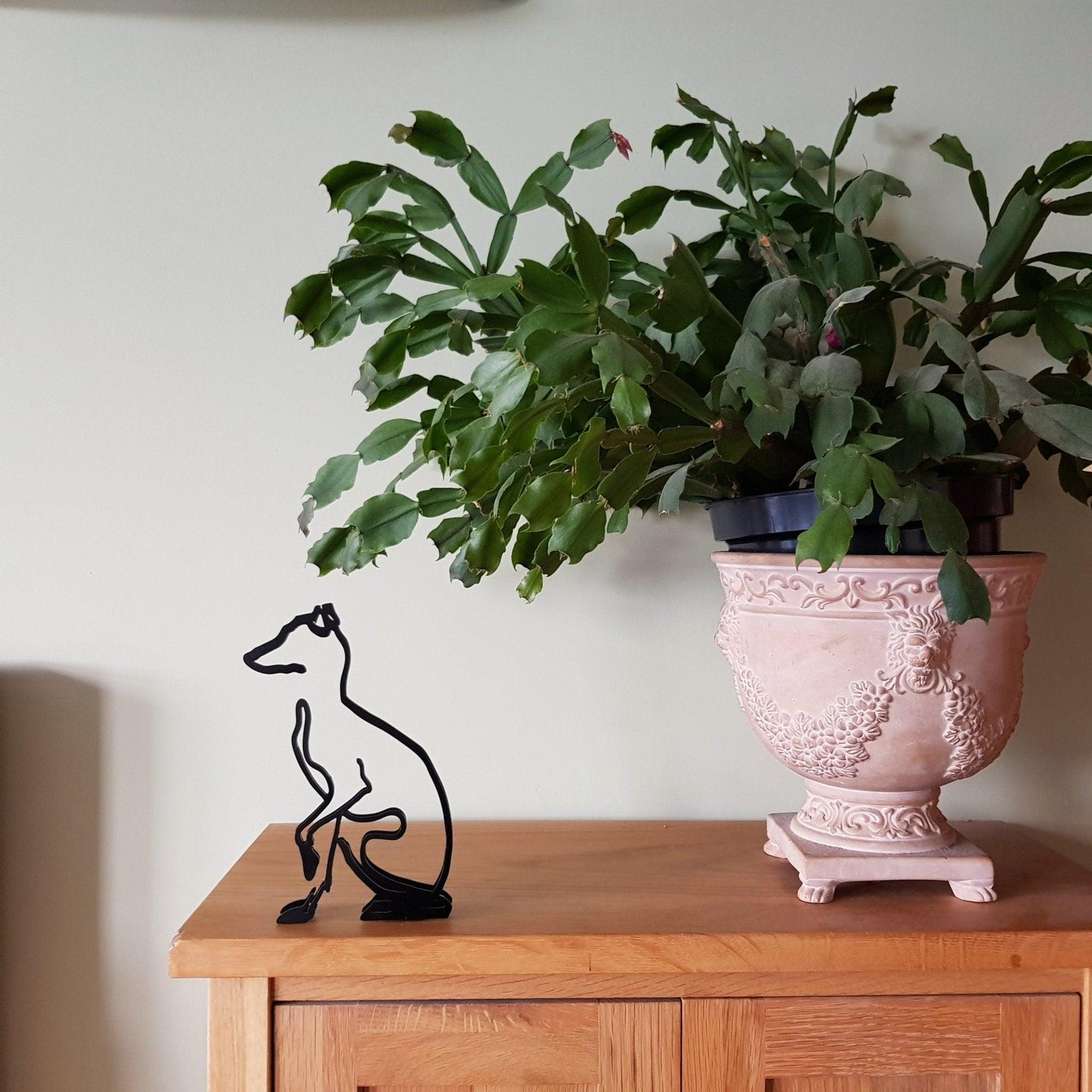 whippet dog silhouette minimalist metal dog statue with black finish