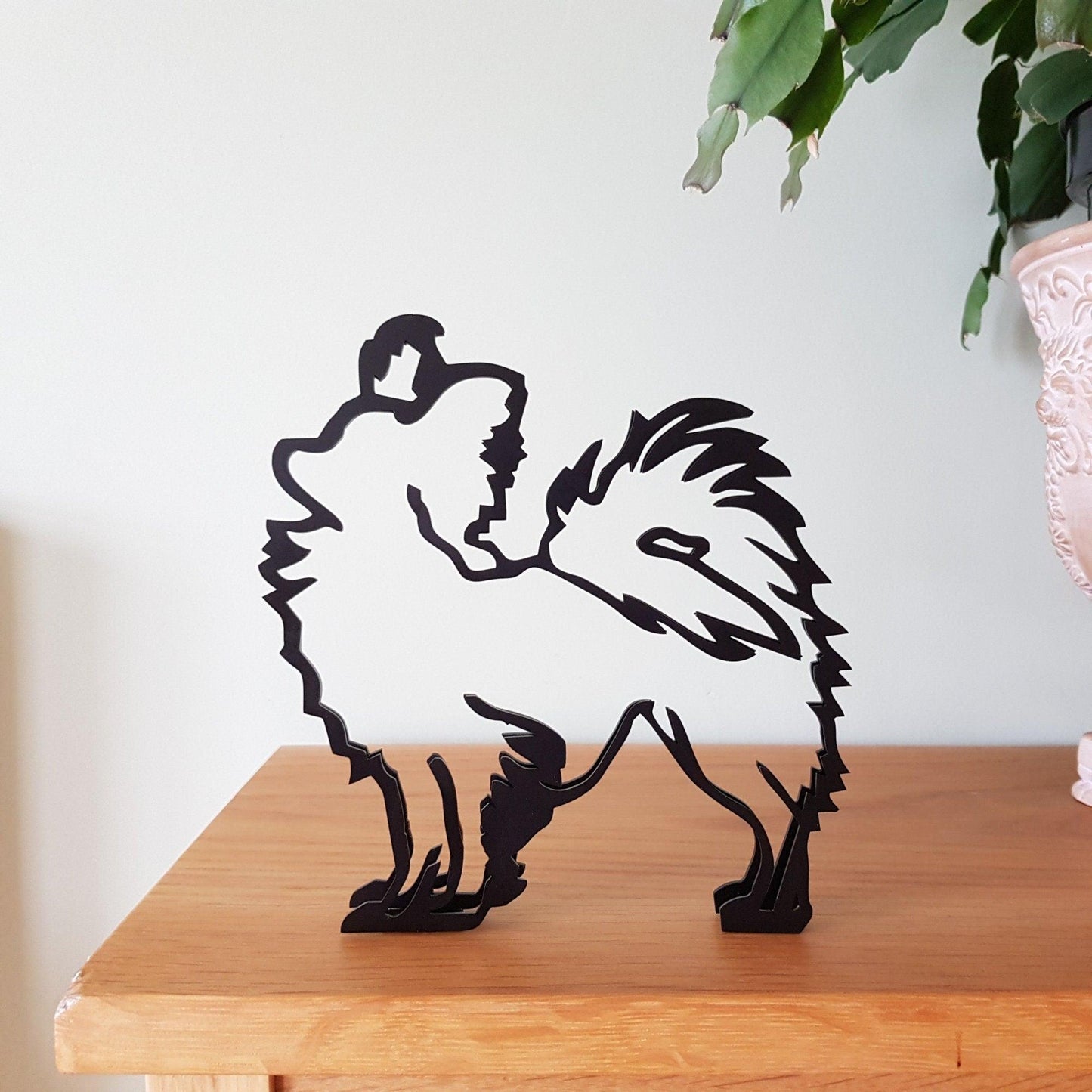 papillon toy spaniel modern artistic silhouette style minimalist metal statue