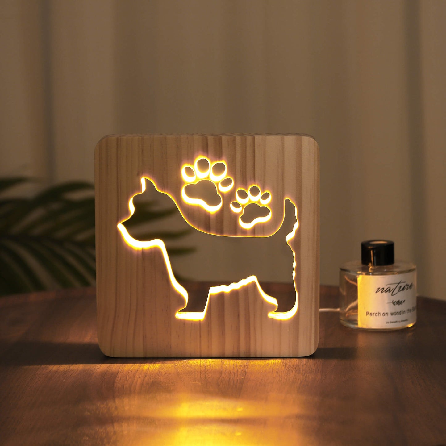 LED West Highland Terrier Wooden 3D USB Night Light