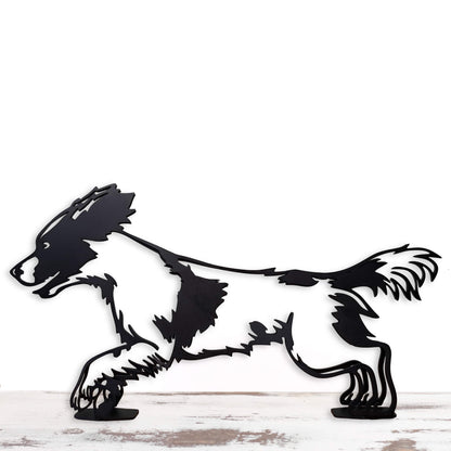 springer spaniel running black metal dog statue