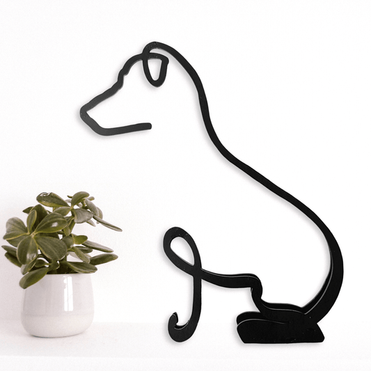 Metal Wire Framed Jack Russell Dog Minimalistic Sculpture Statue - Doggo-Zone
