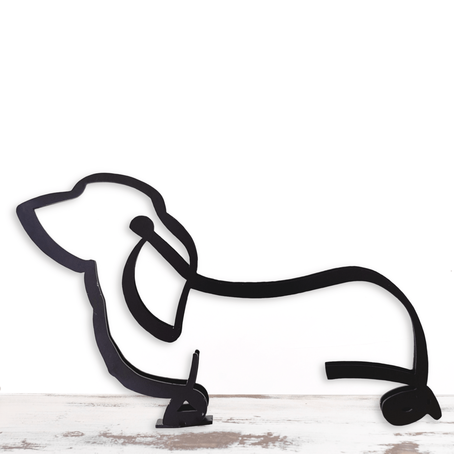 Cute Minimalistic Basset Hound Metal Dog Sculpture Statue - Doggo - Zone