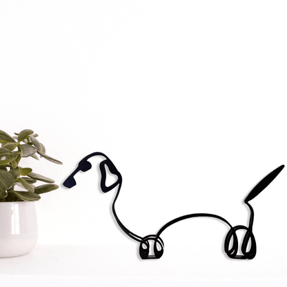 Cute Metal Dachshund Wiener Minimalistic Dog Sculpture Statue - Doggo - Zone