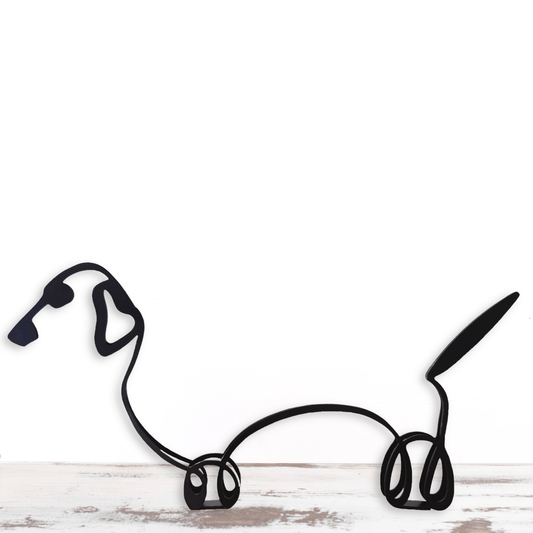 Cute Metal Dachshund Wiener Minimalistic Dog Sculpture Statue - Doggo - Zone