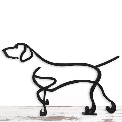 Cute German Pointer Minimalistic Metal Dog Sculpture Statue - Doggo - Zone