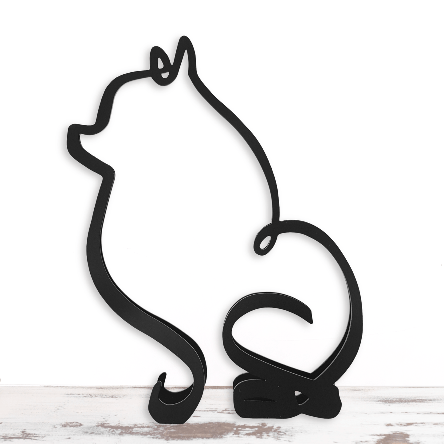 Cute Pomeranian Minimalistic Metal Dog Sculpture Statue - Doggo - Zone