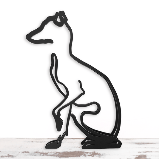 Cute Whippet Minimalistic Metal Dog Sculpture Statue - Doggo - Zone