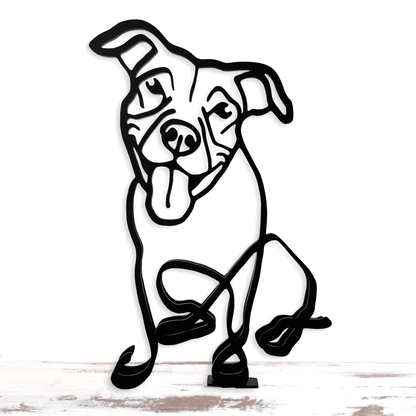 Cute Staffordshire Bull Terrier Minimalistic Metal Sculpture Statue - Doggo - Zone