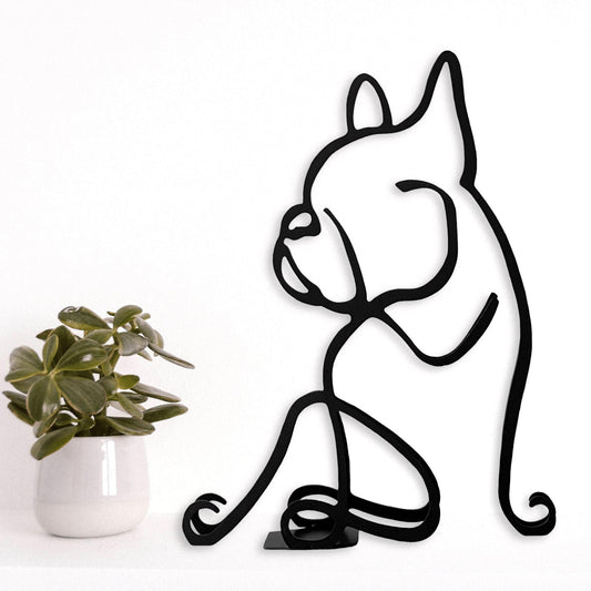 stylish french bulldog minimalist black metal statue