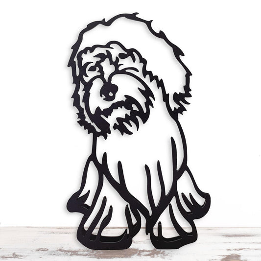 cute cockapoo minimalistic black metal silhouette artistic statue