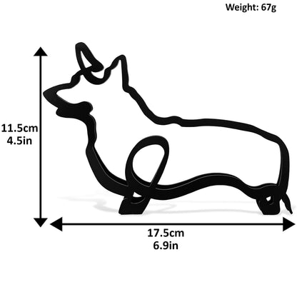 minimalist welsh corgi metal dog statue dimensions