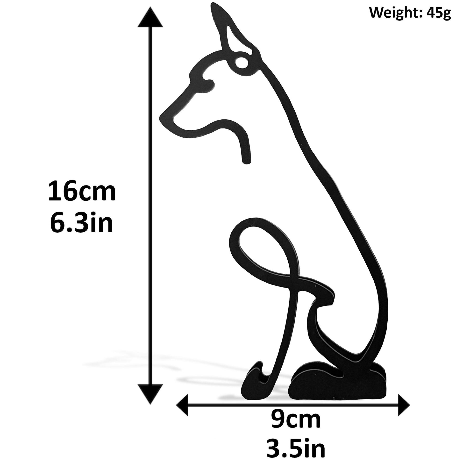 dimensions for doberman minimalist metal statue ornament