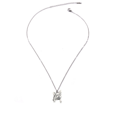 frenchie dog charm stainless steel necklace