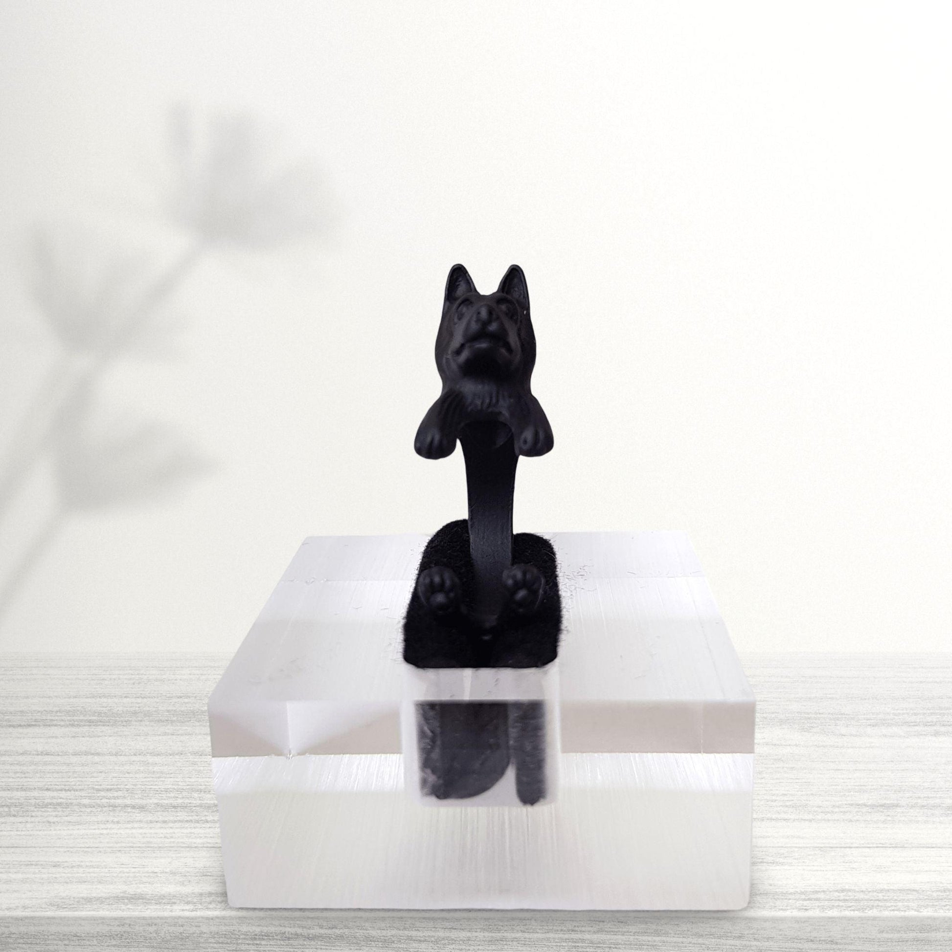 novelty husky dog midi ring in black