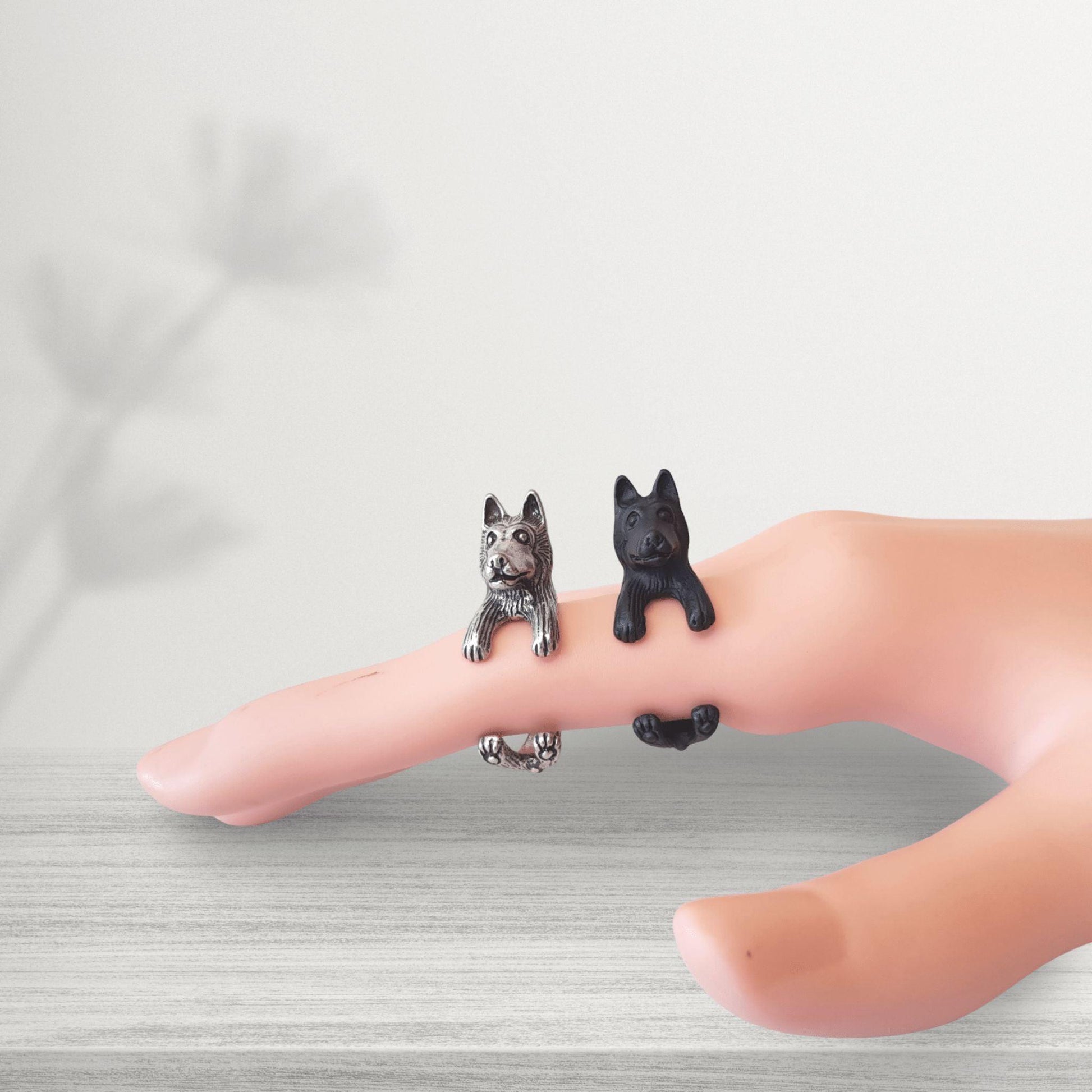 novelty husky jewellery rings election in black and silver