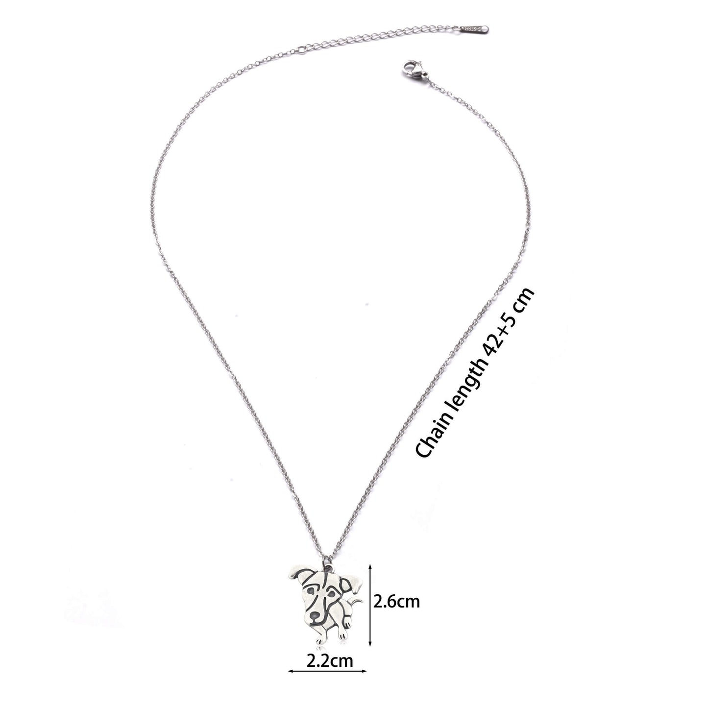 silver jack russell charm and stainless steel chain dimensions
