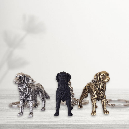 novelty labrador retriever keyrings in silver black and bronze