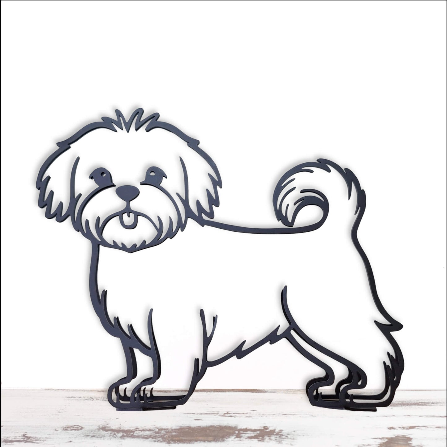 black metal maltese dog statue