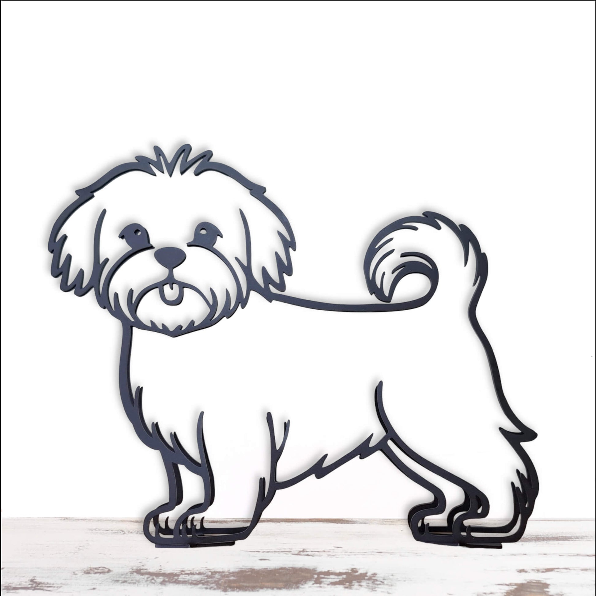 black metal maltese dog statue