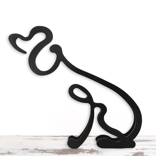 cute poodle minimalist dog sculpture in black