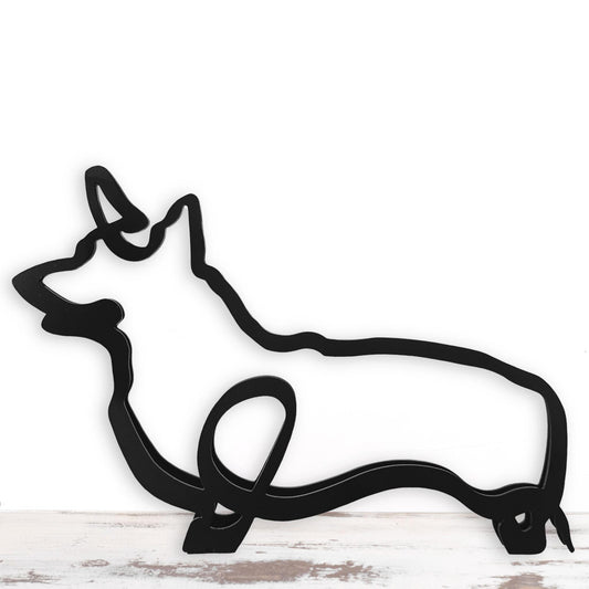 minimalistic corgi metal dog sculpture ornament gift