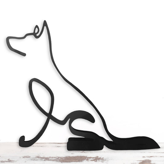 german shepherd artistic silhouette style metal sculpture 