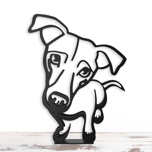 small jack russell cartoon face metal home décor ornament