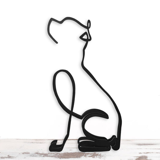 small american pit bull minimalist stylish black metal statue