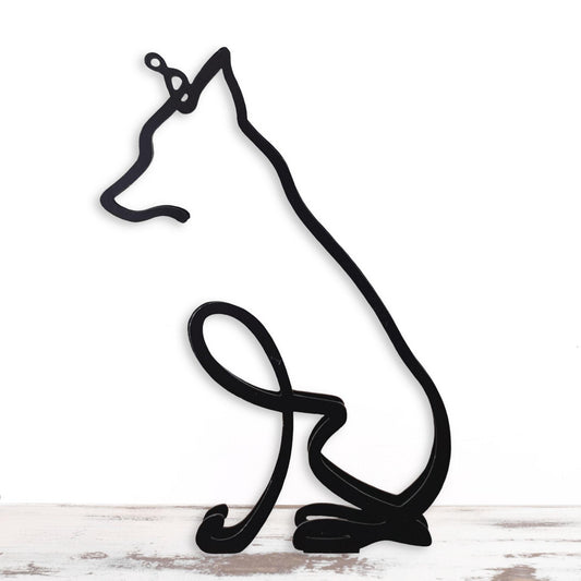 border collie dog small ornamental black metal dog sculpture