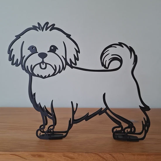 video panning around maltese minimalist dog statue