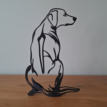 video panning around metal statue of a rhodesian ridgeback statue