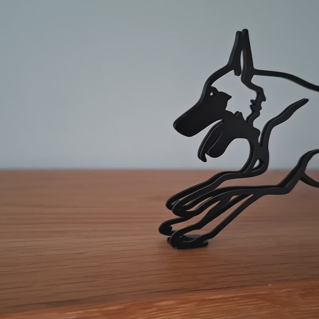 video of belgian malinois black metal statue ornament