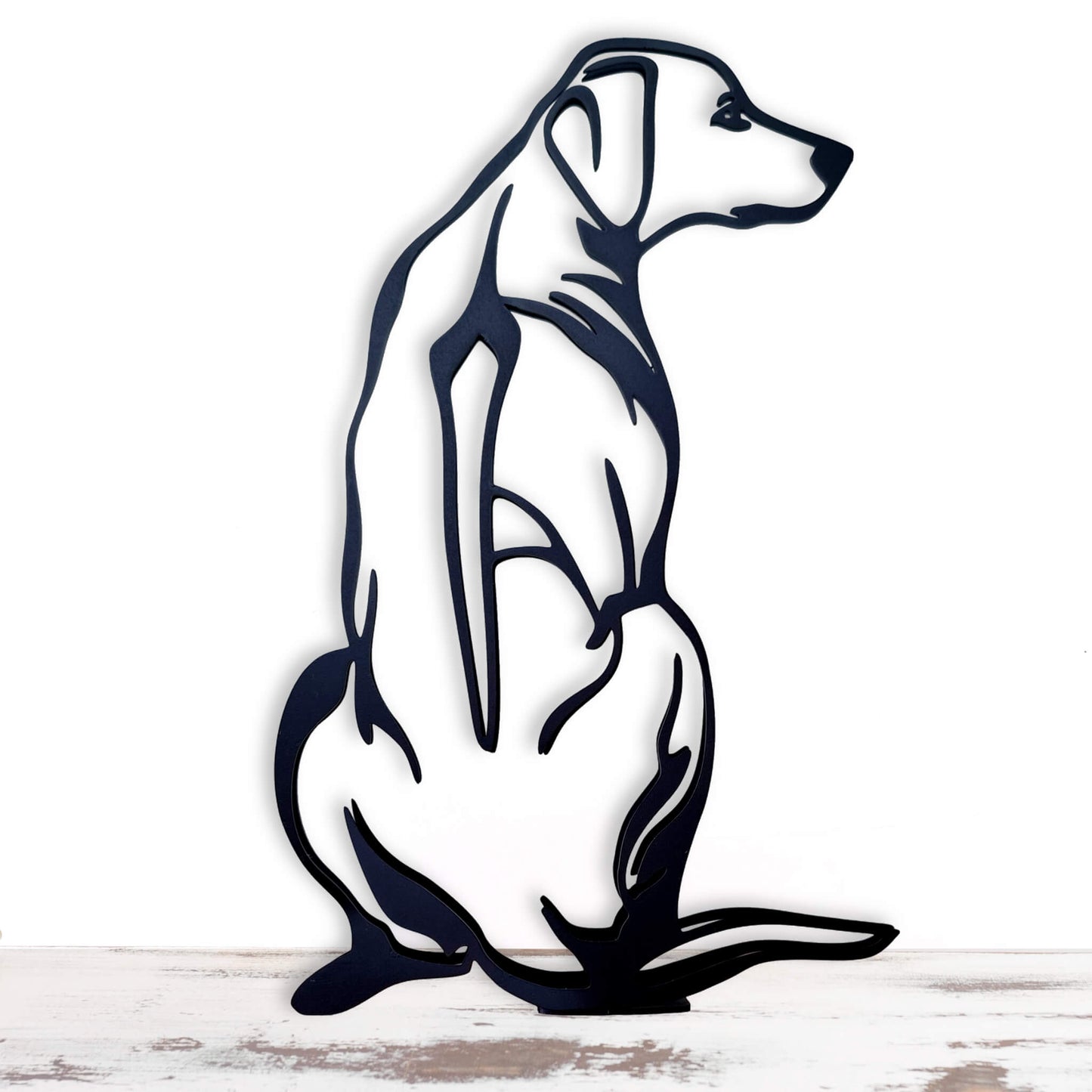 Metal sculpture of rhodesian ridgeback dog
