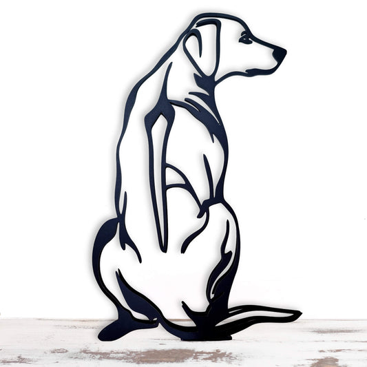 Metal sculpture of rhodesian ridgeback dog
