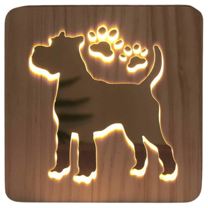 USB schnauzer LED night light made from wood with 3d effect