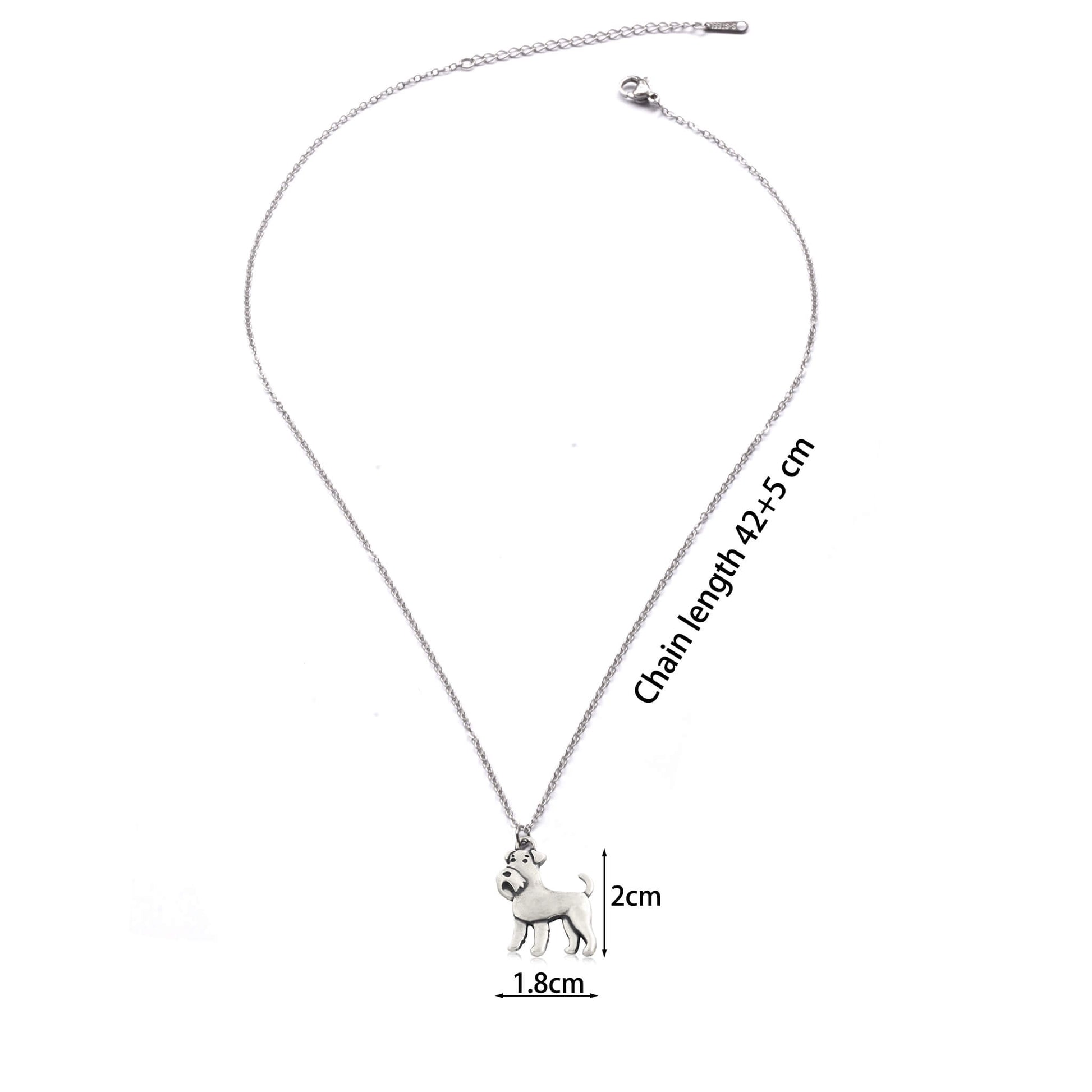 dimensions for 925 silver schnauzer charm necklace