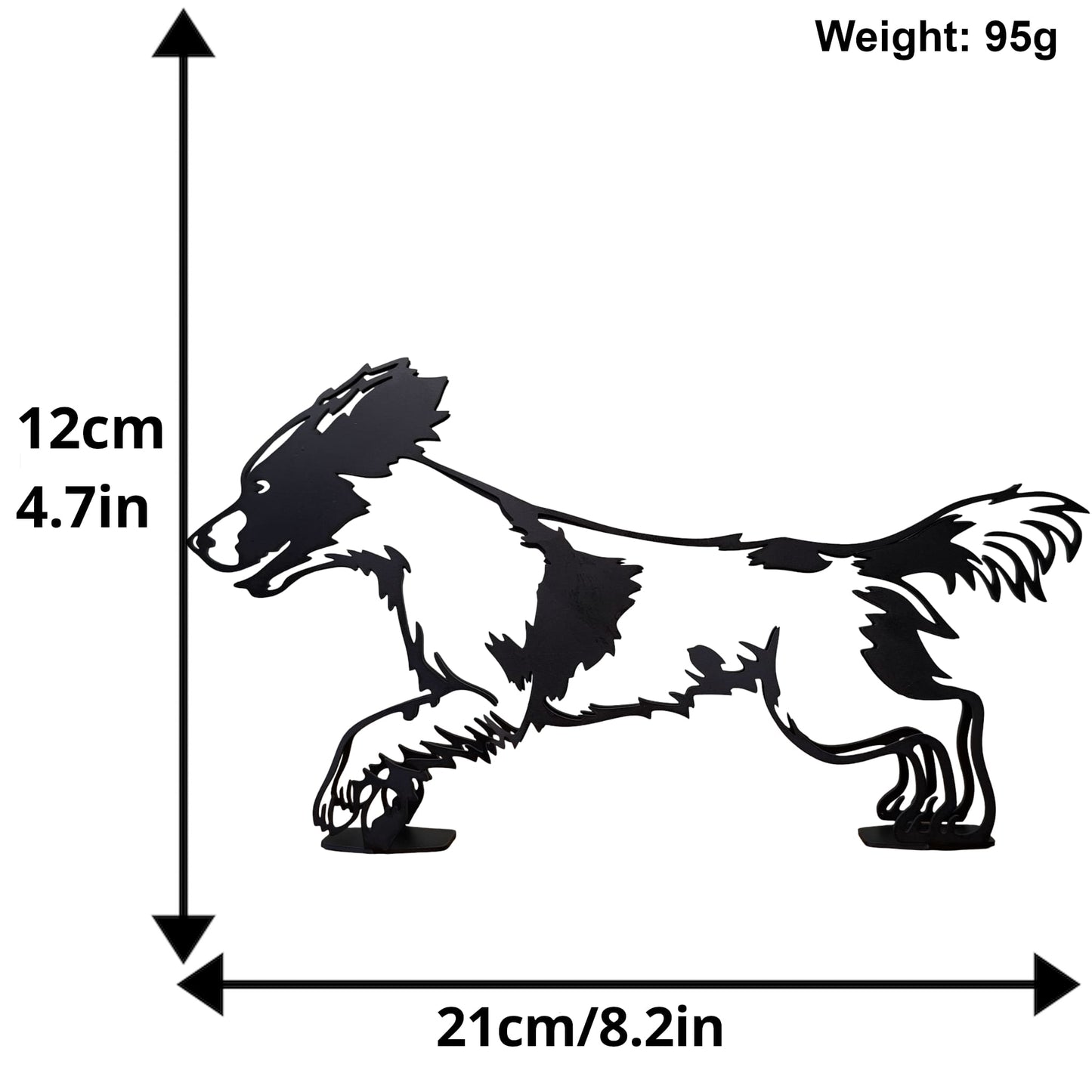 size guide for black metal springer spaniel statue