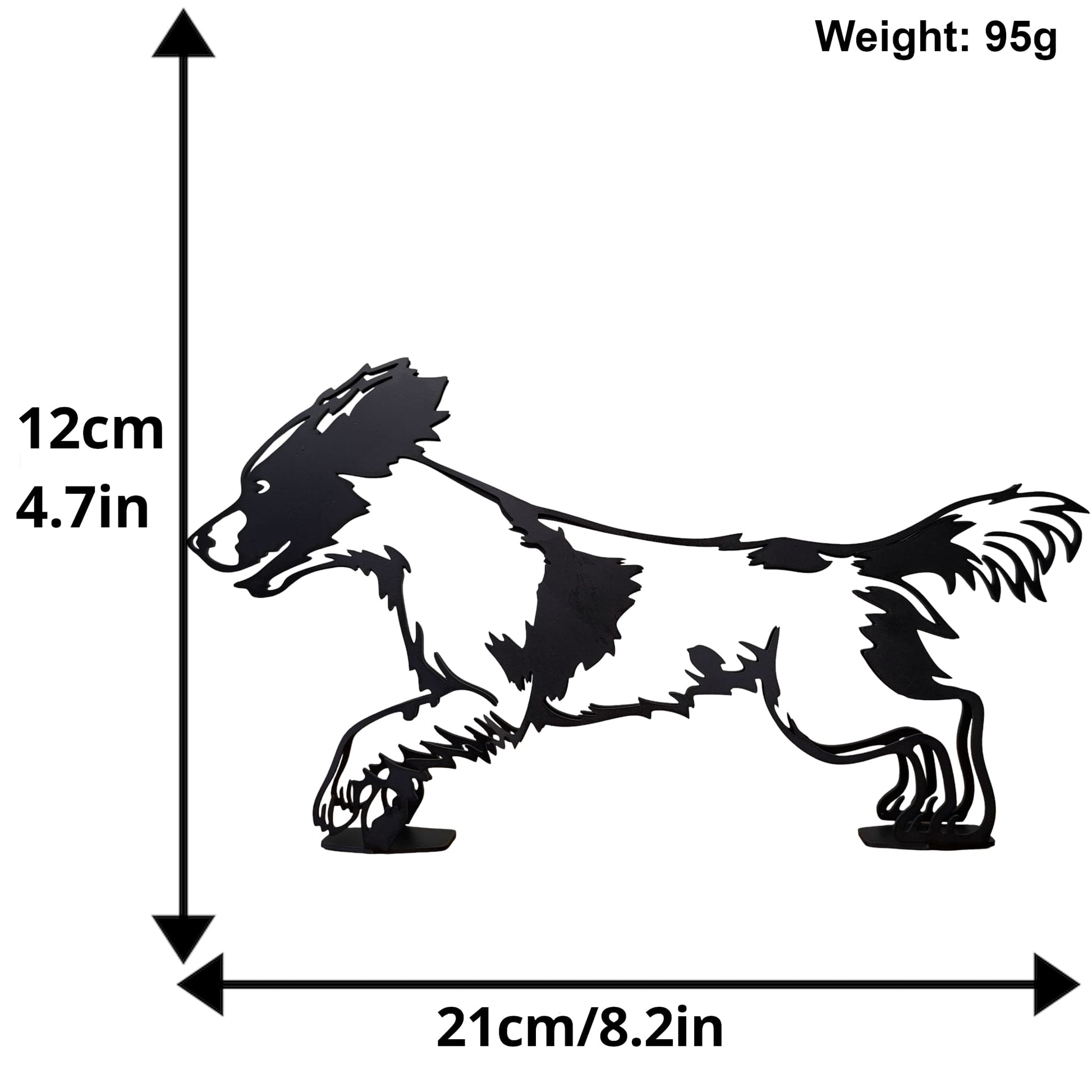 size guide for black metal springer spaniel statue