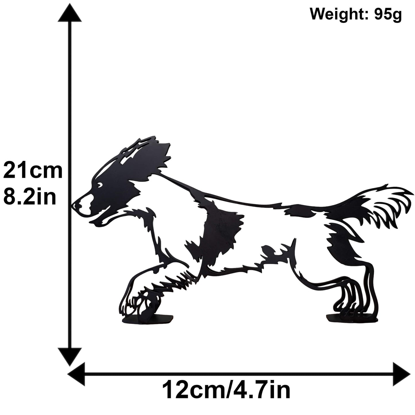 size chart for springer spaniel running pose black metal dog statue