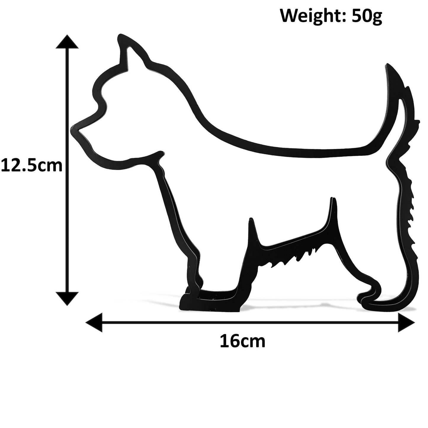 dimensions for west highland terrier minimalist silhouette metal statue