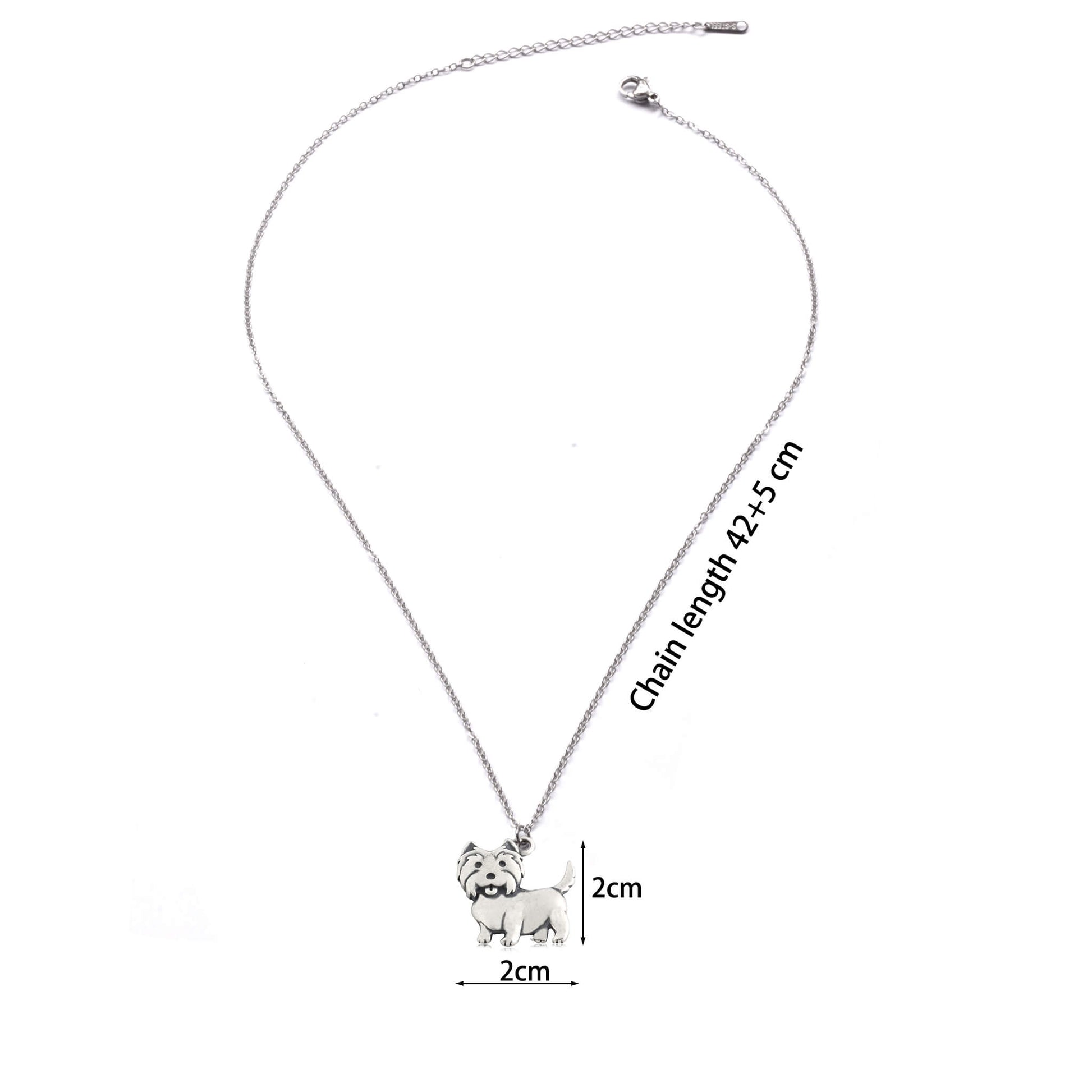 dimensions for westie dog charm necklace