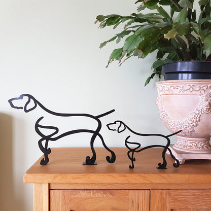Cute German Pointer Minimalistic Metal Dog Sculpture Statue - Doggo - Zone