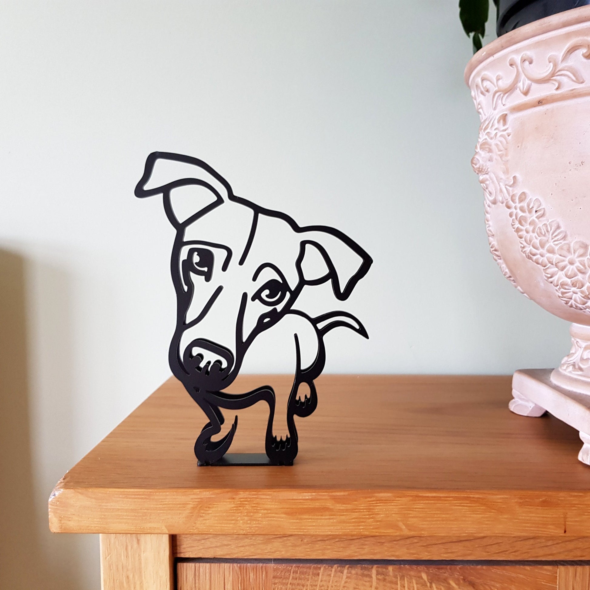 Cute Jack Russell Cartoon Face Minimalistic Metal Dog Sculpture Statue - Doggo - Zone