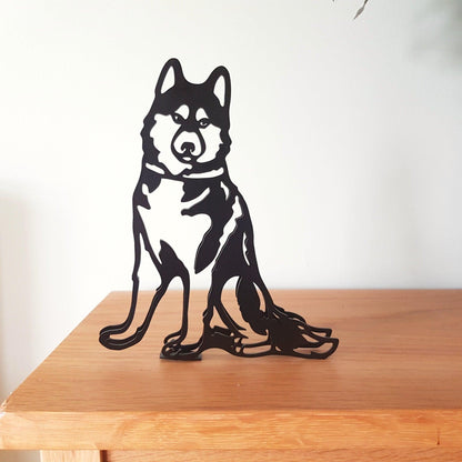 ornamental siberian husky modern metal statue gift idea