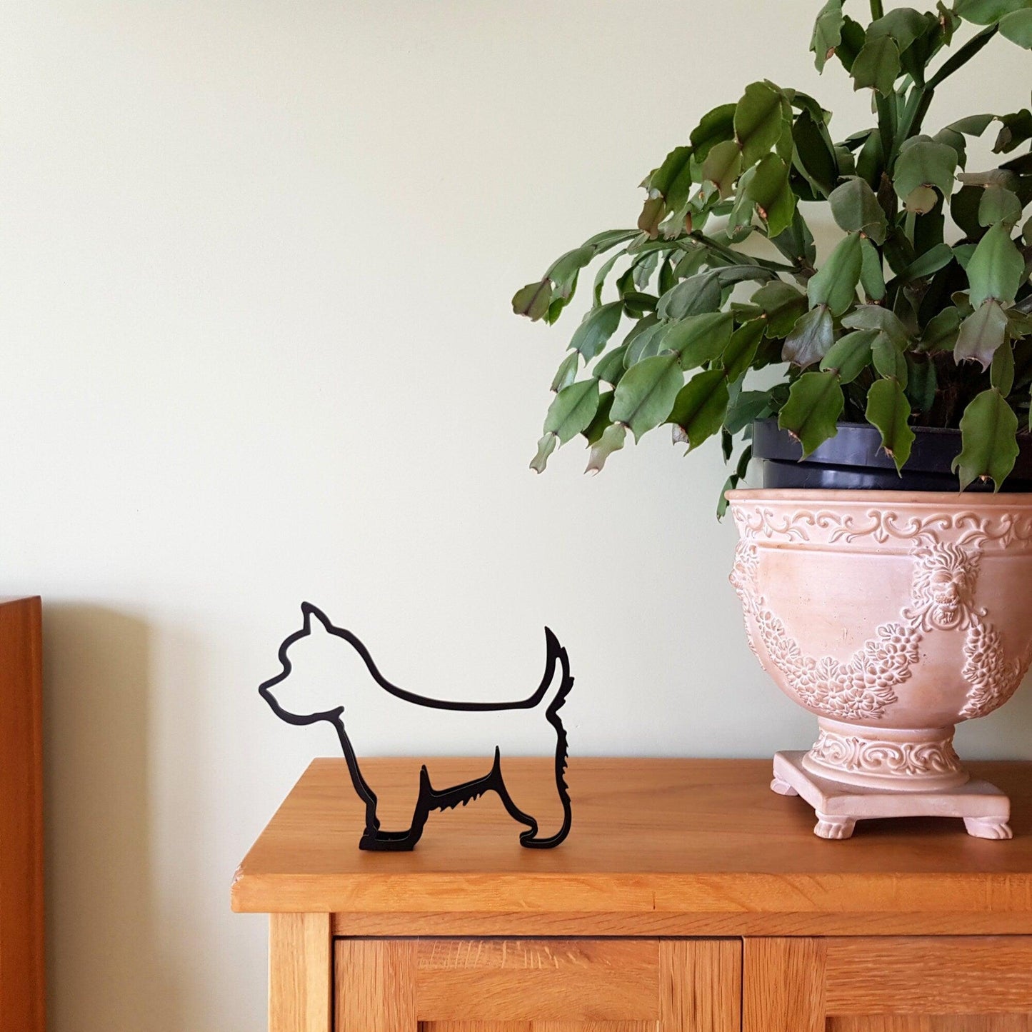 west highland terrier minimalist silhouette metal statue gift